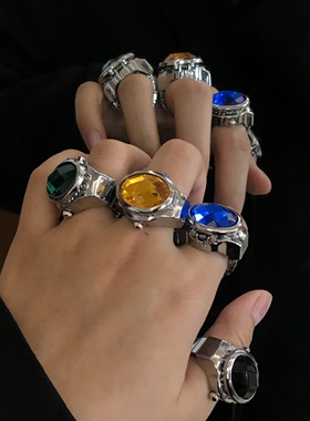 朋克风宝石手表小众百搭迷你戒指