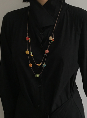 三环路陶瓷珠双层女y2k风项链
