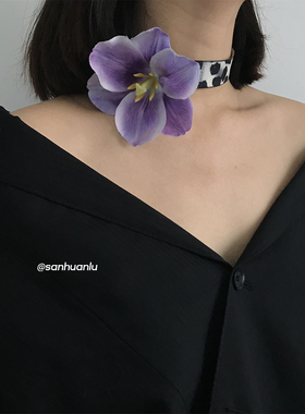 三环路豹纹颈链复古小众