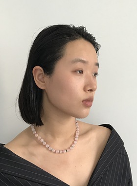 三环路天然粉水晶串珠项链