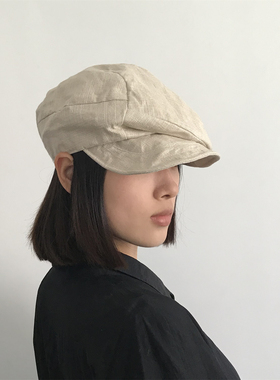 三环路棉麻褶皱八角帽