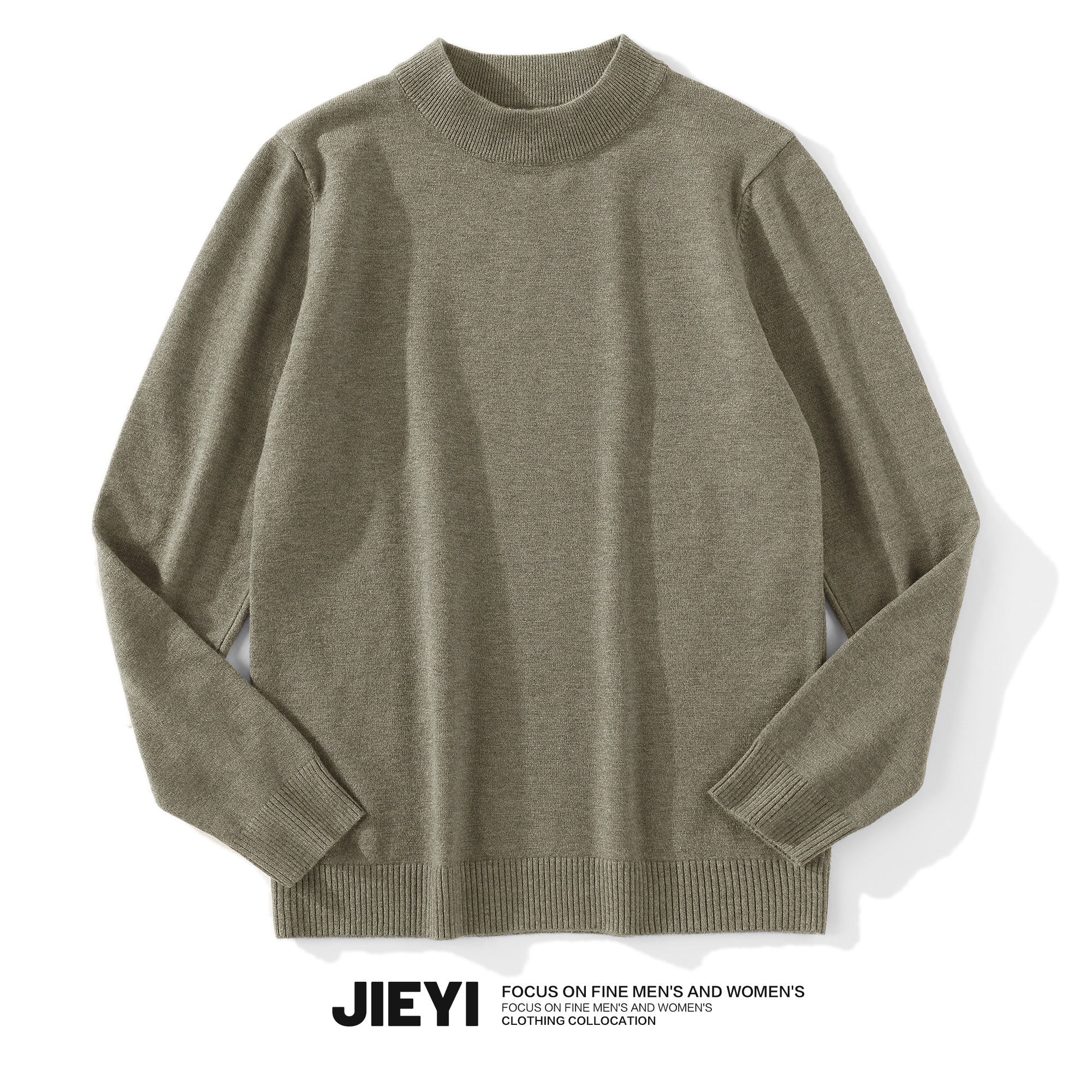 JIEYI 秋冬法拉绒纯色半高领针织打底衫男士百搭保暖上衣修身毛衣,淘宝优惠券,粉丝福利购,淘宝优惠卷