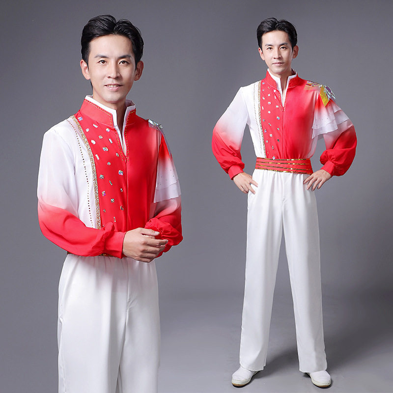 新款开场舞大摆裙演出服万疆舞蹈服饰大气舞台表演服装歌伴舞长裙_虎窝淘