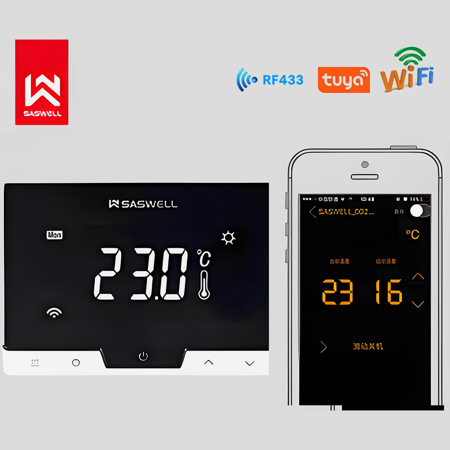 森威尔saswell壁挂炉地暖T19无线温控免布线暖气伴侣水泵联动涂鸦,淘宝优惠券,粉丝福利购,淘宝优惠卷