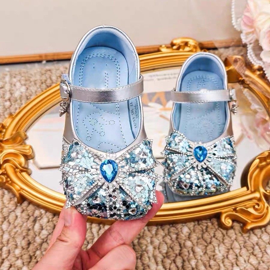 真皮女童鞋子爱莎公主水晶鞋2025春秋新款儿童小皮鞋艾莎表演单鞋,淘宝优惠券,粉丝福利购,淘宝优惠卷