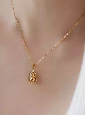 镀18K金旋转小葫芦吊坠项链