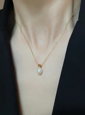 小众轻奢珍珠香水瓶项链