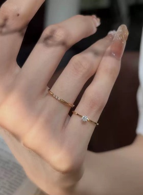 极细碎钻戒指女小众钻戒