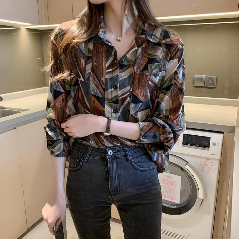 2020年新款春秋季雪纺女上衣衬衫 艾贝黛衬衫