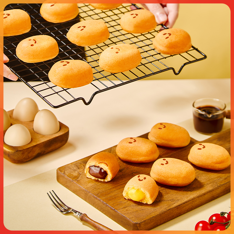 诺贝达爆浆微笑鸡蛋仔蛋糕营养健康早餐面包下午茶休闲零食整箱 - 图0