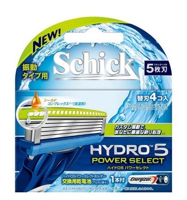 舒適Schick HYDRO 5power水次元變速動力剃鬚刀片4片裝附電池1節