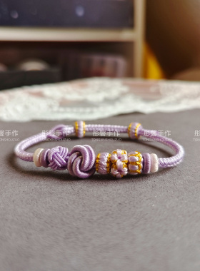 纯手工编织淡雅风手绳可穿珠女