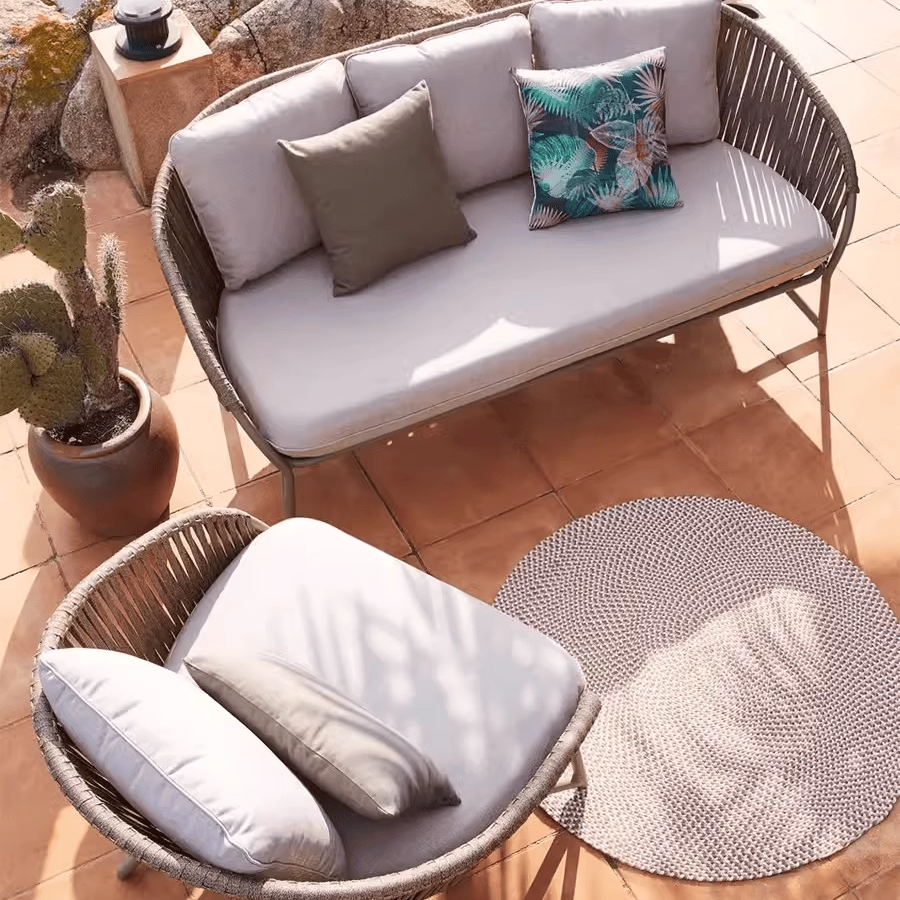 室外铝合金沙发酒店绳编沙发三件套室外露天阳台房地产外摆藤家具,淘宝优惠券,粉丝福利购,淘宝优惠卷