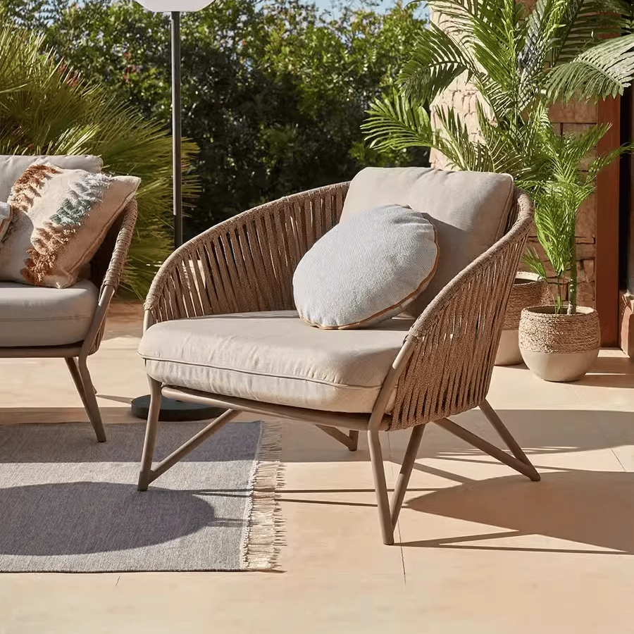 室外铝合金沙发酒店绳编沙发三件套室外露天阳台房地产外摆藤家具,淘宝优惠券,粉丝福利购,淘宝优惠卷