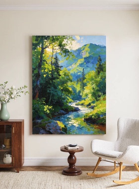 DIY数字油画山水风景轻奢挂画