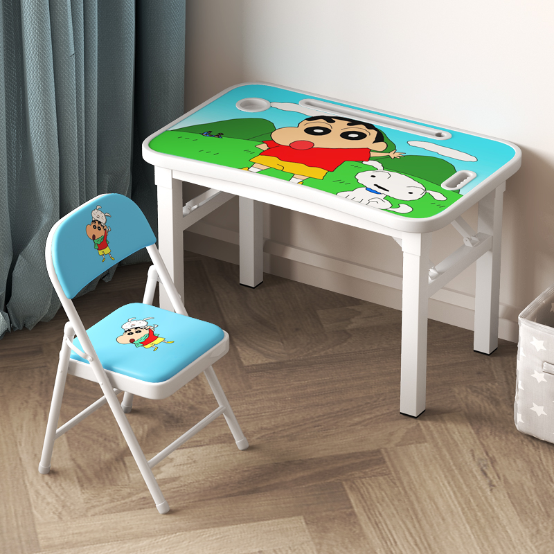 新款儿童学习桌家用女孩可折叠桌椅学生小孩宝宝写字作业桌椅套装 - 图0