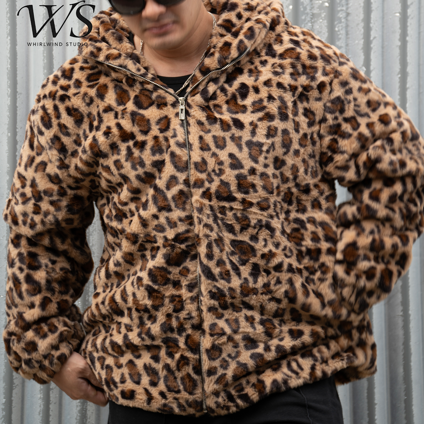 豹纹连帽皮草外套男女冬季加厚保暖绒感夹克,淘宝优惠券,粉丝福利购,淘宝优惠卷