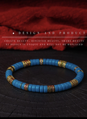 2024龙年网红爆款：绿松石暴力蓝直切药片隔片手链男女款文玩手串