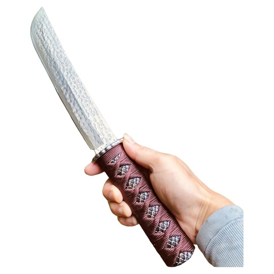 Clamp steel knife Damascus steel knife watermelon cutting fruit knife kitchen knife outdoor knife camping road knife handmade knife