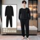 New winter velvet pajama set for men, youth loose casual long-sleeved thermal underwear, home wear two-piece set