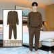 New winter velvet pajama set for men, youth loose casual long-sleeved thermal underwear, home wear two-piece set
