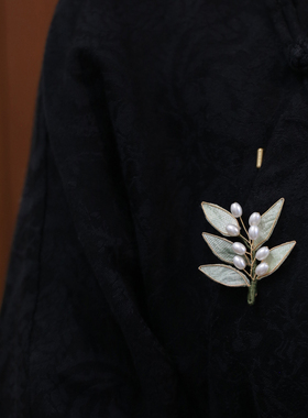 绿色竹叶掐丝胸针西服衣服装饰品