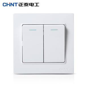 CHNT/正泰86型香槟金白色二开多控开关插座面板电源灯开关墙壁