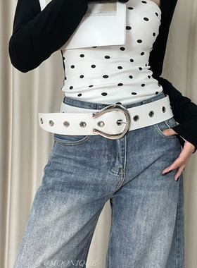 韩国时尚ins博主宽边腰封宽腰带PU皮革皮带简约高级服饰配饰带女