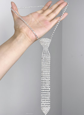 2025新款水兵舞水钻小领带婚纱礼服饰品女款短款项链晚会表演配饰