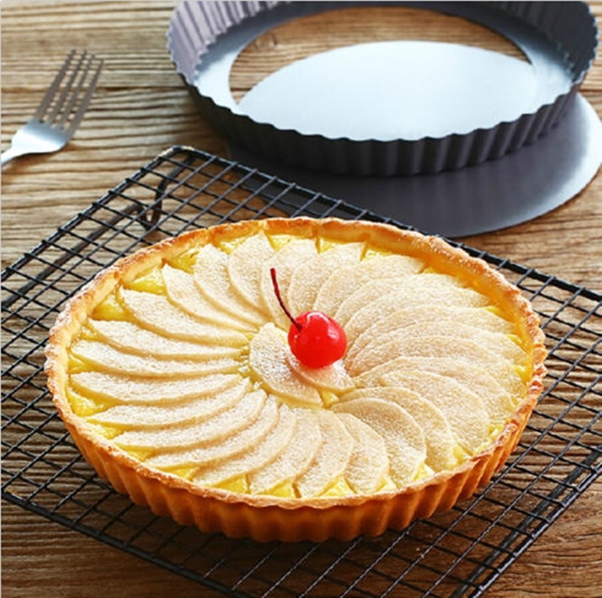 Flan Tin Tart Pie Pan Fluted Cake Baking Tray不粘菊花边派盘 - 图1