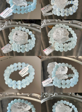 福利清仓/天然海蓝宝魔鬼蓝黑爆闪圣蓝创造力勇气三月生辰石礼物