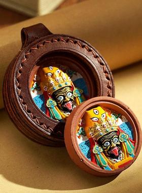 手绘唐卡扎基拉姆绿度母黄财五爷擦吊坠量大可定立体手绘擦擦