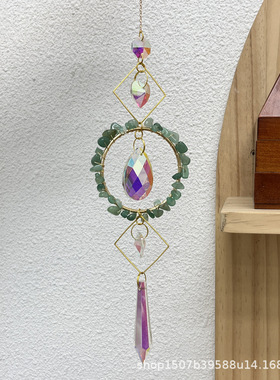 跨境热卖suncatcher阳光捕手光影风铃挂件天然碎石水晶太阳捕手