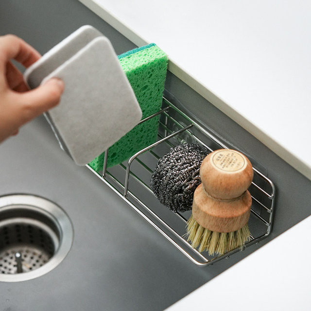 Sponge drain rack Kitchen sink Stainless steel