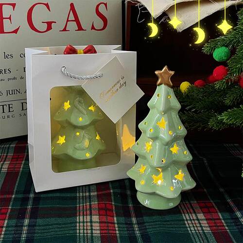 圣诞树礼物可爱小夜灯女生生日实用高级感送闺蜜桌面陶瓷摆件学生 - 图0