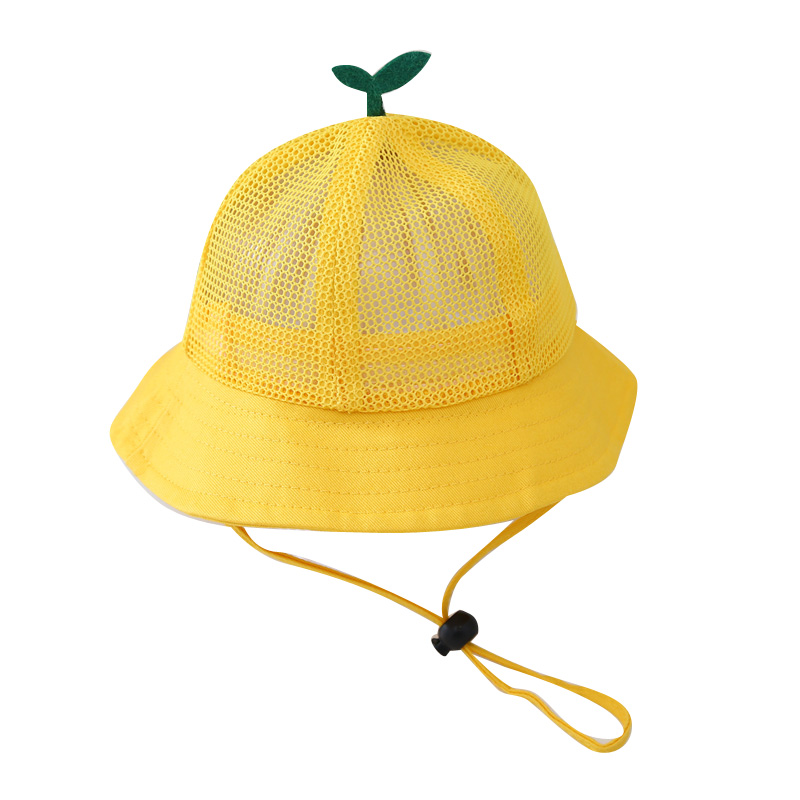 儿童帽子夏季网眼防晒遮阳帽宝宝春夏幼儿园渔夫帽男女学生小黄帽