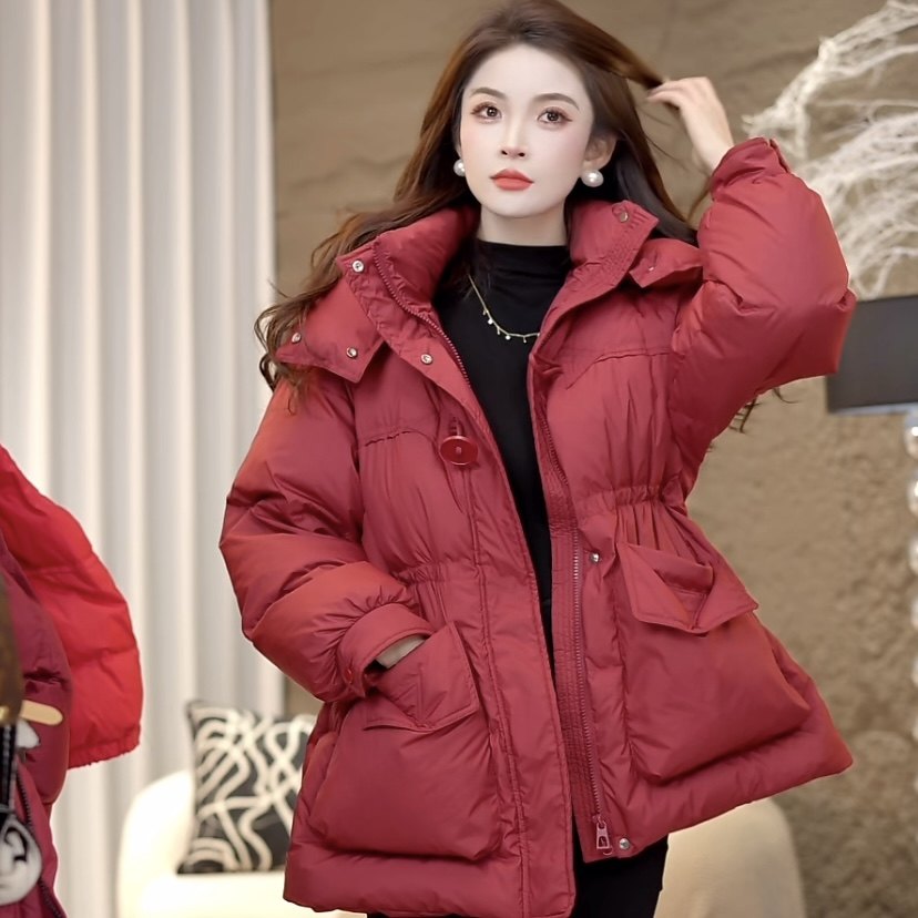 潮流【25001收腰】中长款连帽羽绒服冬季加厚韩外套女士百搭保暖,淘宝优惠券,粉丝福利购,淘宝优惠卷