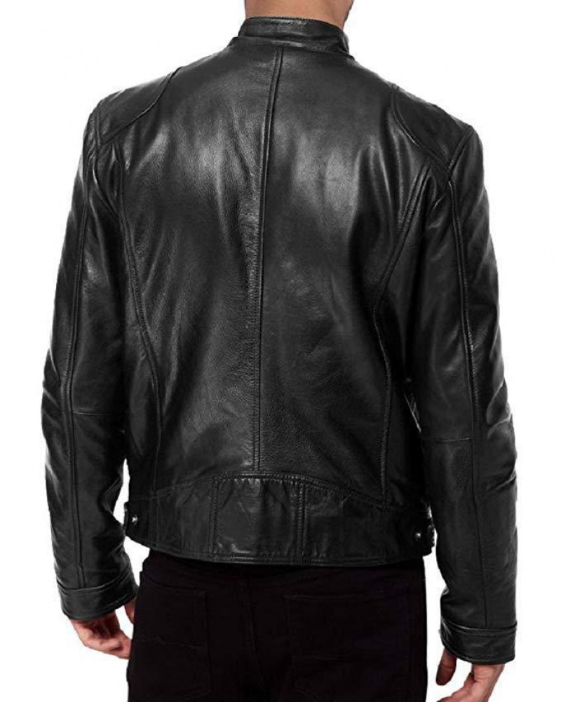 Men Leather Jacket Bomber Motorcycle Biker Jackets男PU皮衣-图1