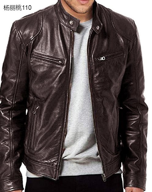 Men Leather Jacket Bomber Motorcycle Biker Jackets男PU皮衣-图2