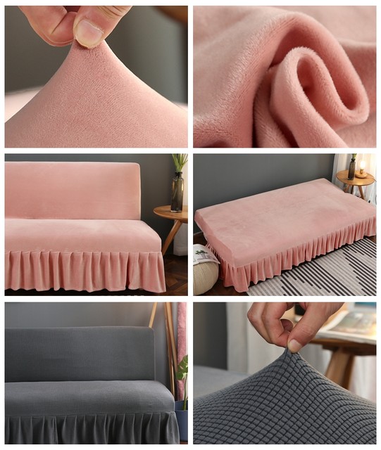 Folding sofa bed cover without armrests elastic universal