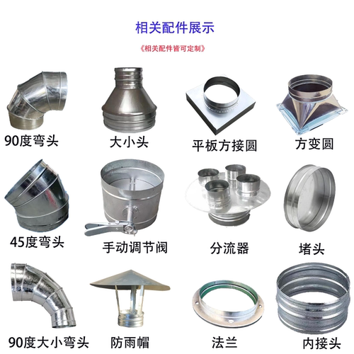螺旋风管镀锌不锈钢铁皮管道通风工业烟囱通风管配件排气管排风管 - 图0