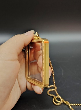 西藏唐卡盒子手绘热贡款黄财神绿度母唐卡画盒4*5cm方形双面吊坠