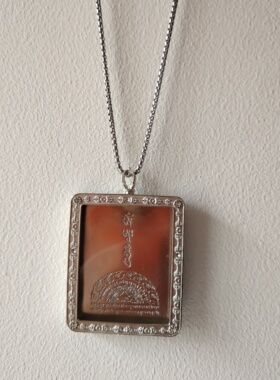 藏传纯铜做旧方形唐卡盒空盒外框随身吊坠藏银手绘唐卡画专用壳