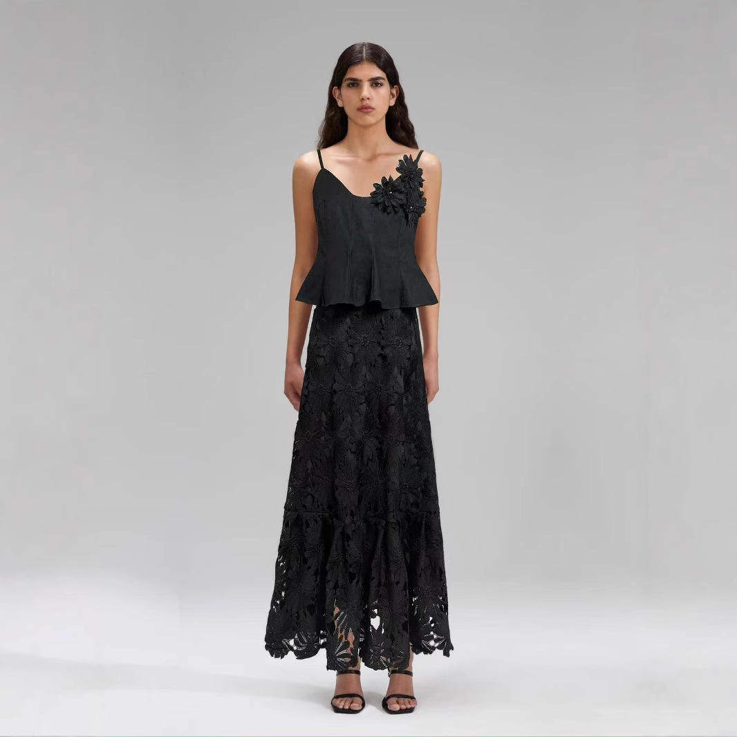 新款澳洲小众2025春季吊带手工钉花上衣配收腰镂空长裙时尚套装女,淘宝优惠券,粉丝福利购,淘宝优惠卷