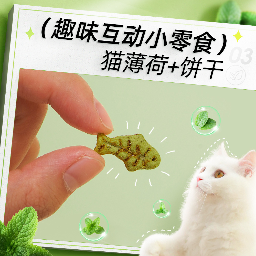 严选猫薄荷饼干洁齿磨牙棒小鱼猫草饼干化毛球营养宠物幼猫咪零食-图0