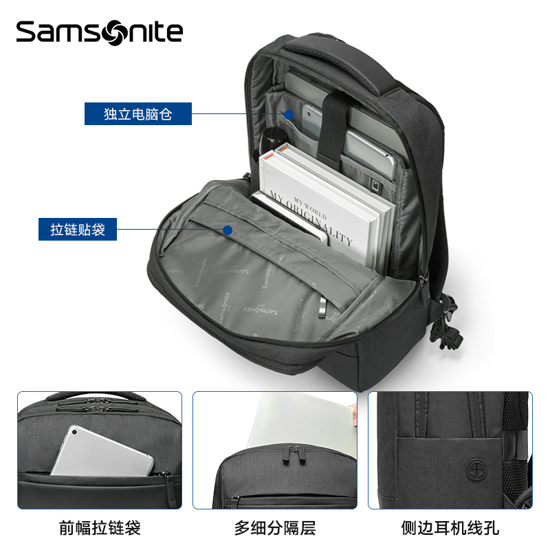 Samsonite/新秀丽双肩包男女时尚简约书包大容量电脑商务背包TX6-图1