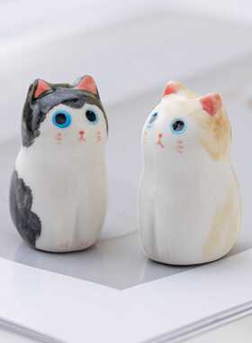 陶瓷萌猫摆件办公桌治愈解压小