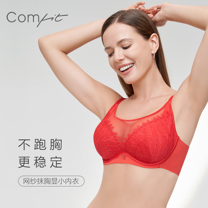 【商场同款】Comfit内衣女蕾丝抹胸式薄大胸显小大码文胸CB00149 - 图0