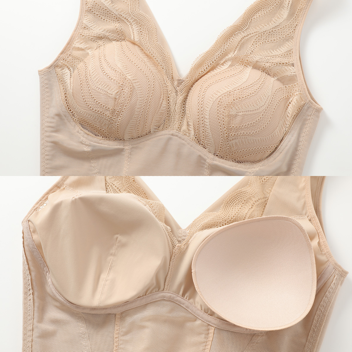 【中力值】Comfit塑身连体衣蕾丝薄款收腹提臀带杯美体衣CYW0043,淘宝优惠券,粉丝福利购,淘宝优惠卷