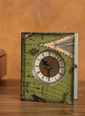 复古怀旧时钟摆件书形收纳盒